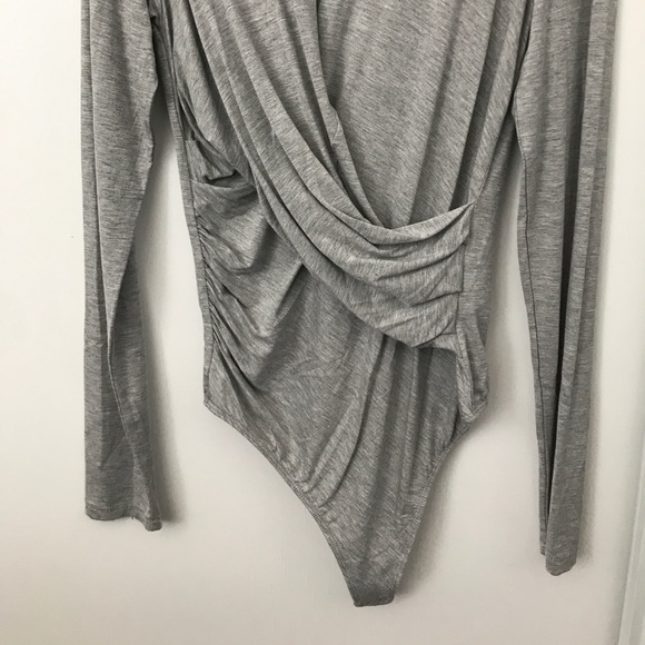 Kendall + Kylie Gray Cross Over Button Bodysuit - Picture 3 of 5